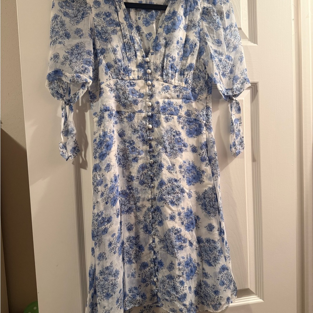 The Kooples Blue and White Floral Mini Dress